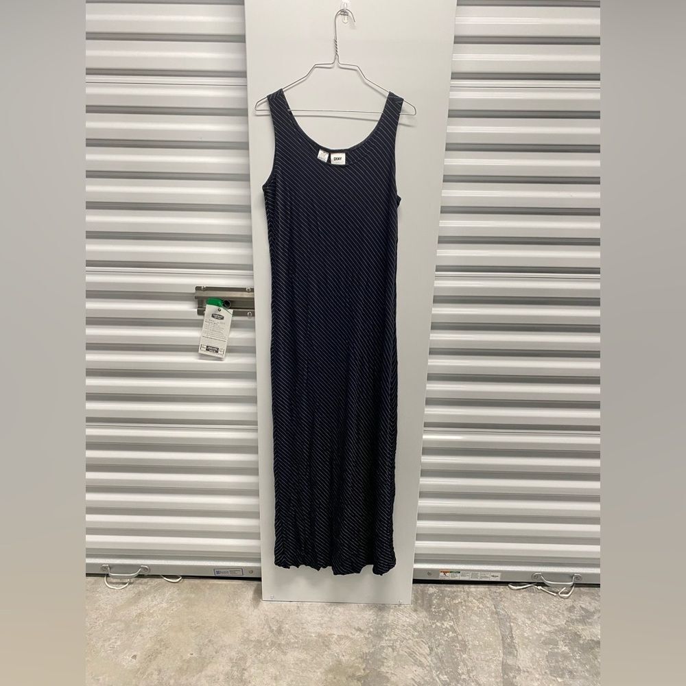 Vintage 90s/ Y2K DKNY Navy Striped Dress